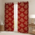 thumbnail image 2 of Homewish Ancientr Damask Jacquard Black Out Curtains,Baroque Print Curtains Pack of 2 (42x63 Each),Red Gold Bedroom Curtains For Boys Girls,Breathable Home Decor, 2 of 6