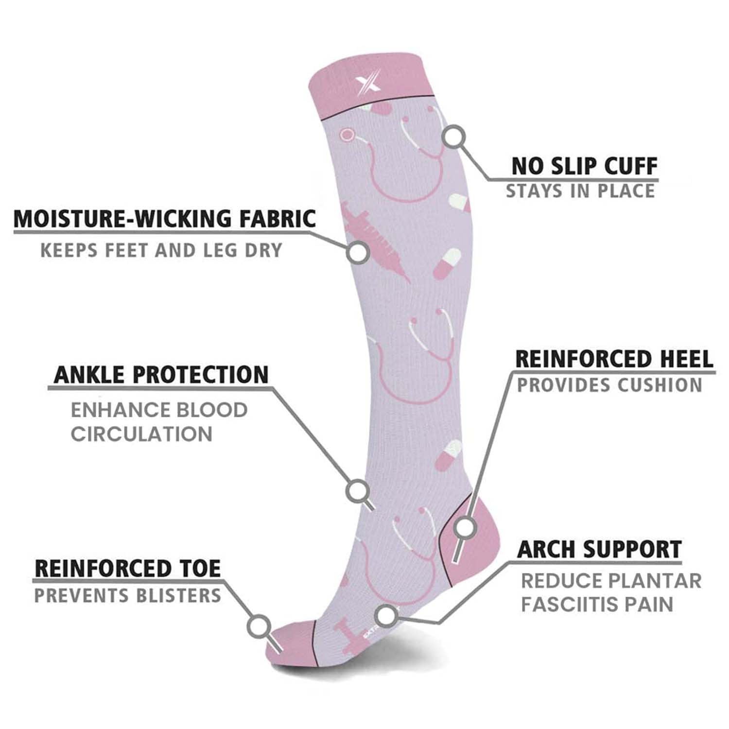 Compression Socks Knee High - Made for Running, Athletics and Pregnancy - 3 Pair