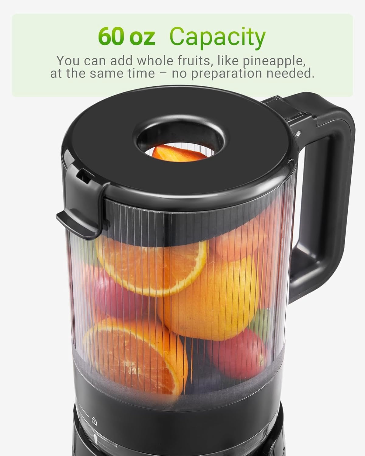 Juicer Machines, Cold Press Juicer with 5.3"  Feed Chute Fit Whole Fruits & Vegetables Easy to Clean, High Juice Yield,  (Black)