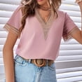 thumbnail image 3 of Blusa de verano Ticfox camisa de mujer manga corta con cuello en V, 3 of 6