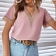 thumbnail image 3 of Camisa de mujer con cuello en V, manga corta, encaje guipur, blusa informal de poliéster para oficina en casa, 3 of 6