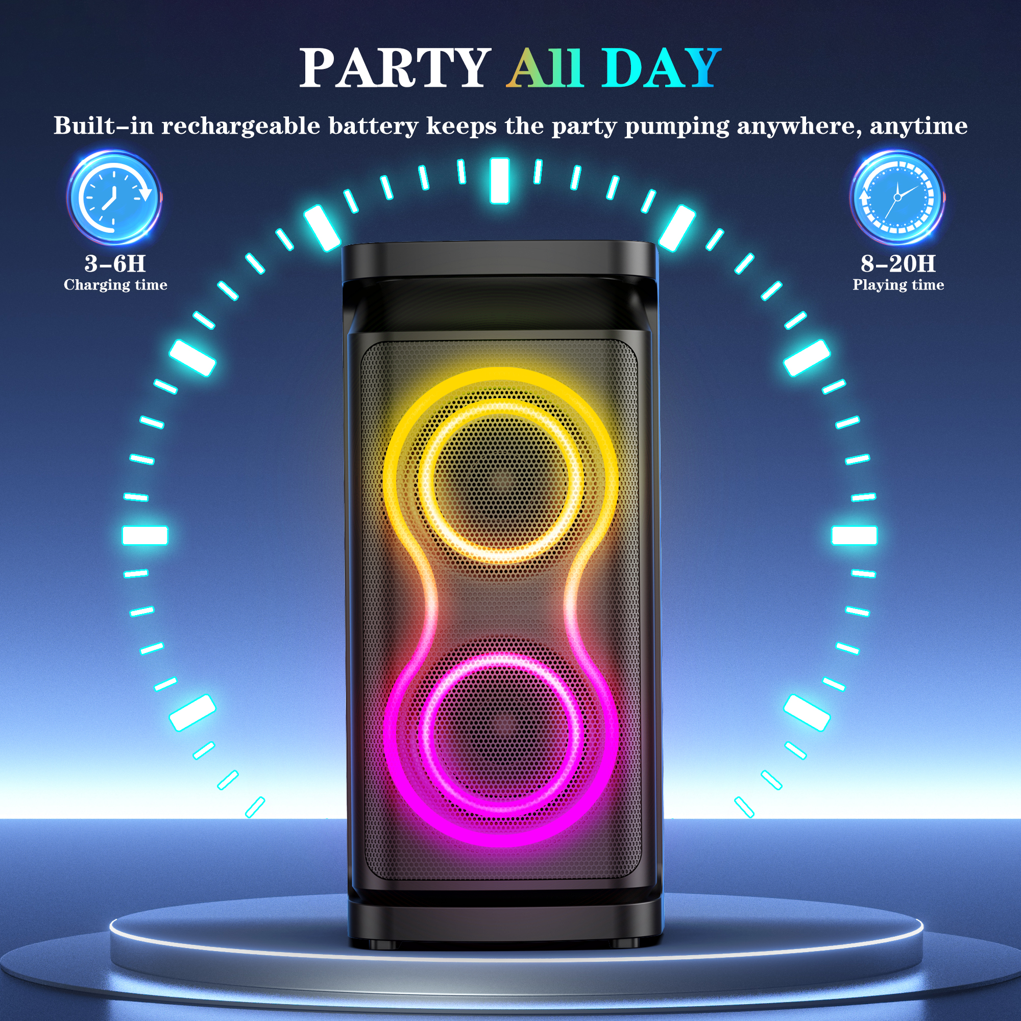 GCZ 120W Party Bluetooth Speaker with Karaoke Effects photo 7