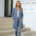 thumbnail image 6 of Women'S Fall Fashion Light-Weight Soft Knit Cardigan Long Sleeve Open Front Coat with Pockets Colorful Blue L, 6 of 9