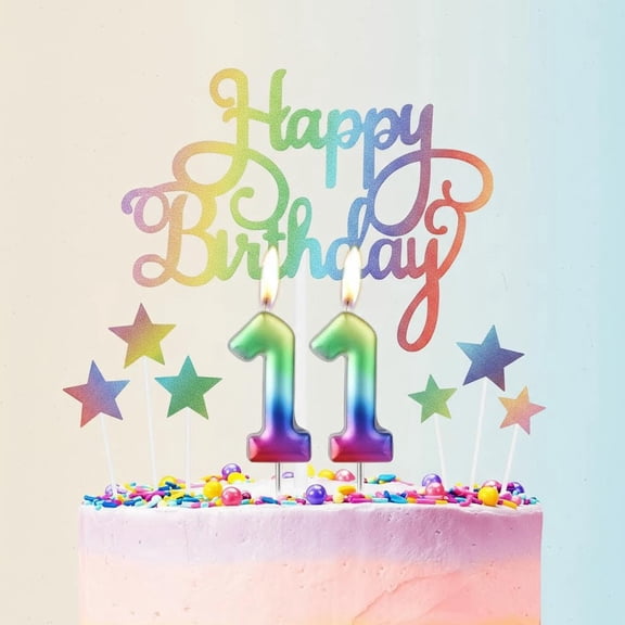 Rainbow Number Candle for Cake, Birthday Candles Cake Toppers, 3D Number Candles for Party Decoration Celebration Supplies