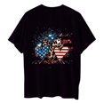 thumbnail image 2 of Camiseta de Cuello Redondo Impresa Delantera Y Trasera Del Día de la Independencia de las Mujeres, Tops Cortos Casuales para las Mujeres, 2 of 5
