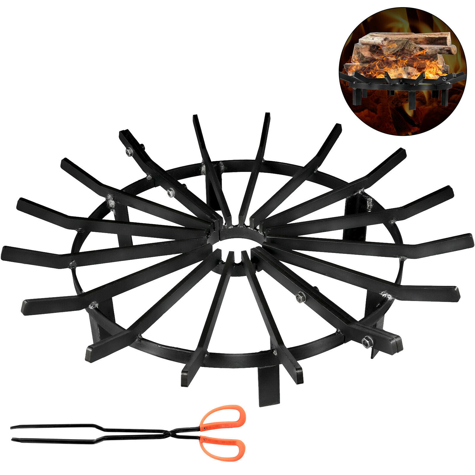 Vevor 40 Inch Wheel Fire Grate Pit, Iron Grate For Fire Pit