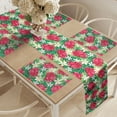 thumbnail image 2 of Ambesonne Plumeria Table Runner & Placemats, Jungle Leaves and Flowers, Placemat 4 pcs + Runner 16"x90", Jade Green and Dark Pink, 2 of 2