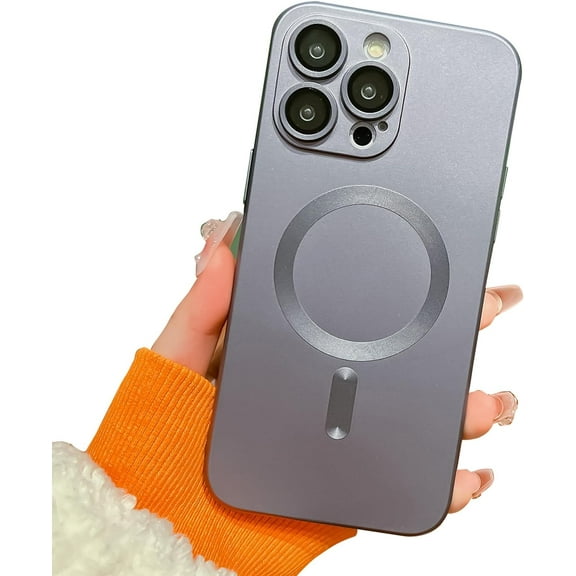 for iPhone 15 ProMax Case Compatible with Magsafe Cute iPhone 15 Pro Max Case for Women Girls with Camera Lens Protector Shockproof Protective Slim Fit Soft Silicone Phone Case 6.7" (Gray)