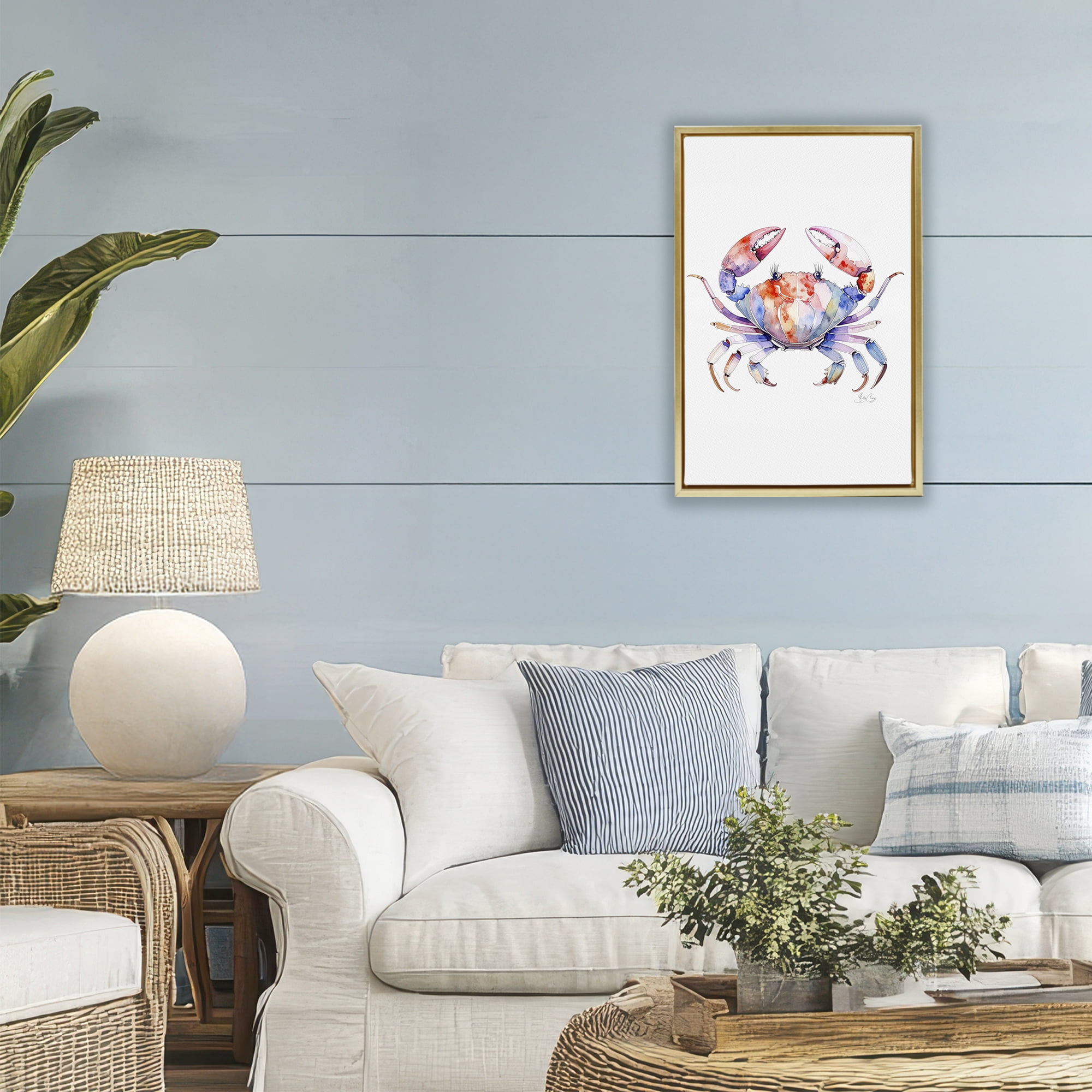 Stupell Industries Tide Dancer Crab Gold Framed Floater Canvas Wall Art, design by Shelly Craig