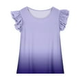thumbnail image 3 of YTCAMLO Gradient Printed Girls Chiffon Blouses Casual Fashion Comfy T Shirts Ruffle Sleeve Tunic Tees Loose Flowy Flutter Tops, Purple1 3-4 Years, 3 of 7
