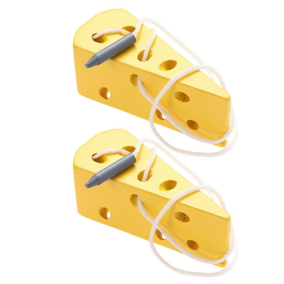 EeaseMX 2 piezas de juguetes de madera para enhebrar, juguetes prácticos de queso, juguete educativo
