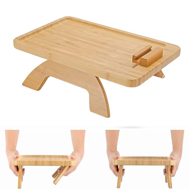 Escritorio para brazo de sofá,Sofá Brazo Clip Mesa Reposabrazos Bandeja Mesa ,Soporte para aperitivos con control remoto de bebidas rectangulares,Sofá de madera de Macarena Escritorio con clip para brazo de sofá