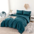 thumbnail image 6 of RYNGHIPY Boho 3-Piece Teal Comforter Bedding Sets, Queen, 6 of 11