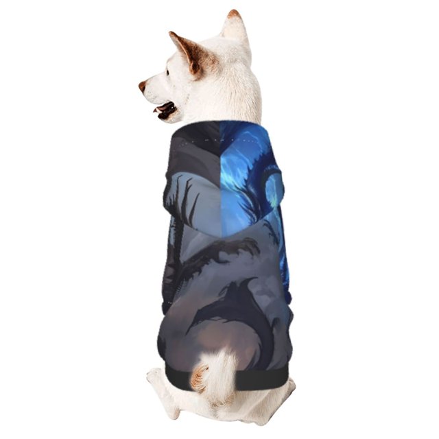 Fotbe Black And Blue Lightning Dragon Sudadera con Estampado para Perros Pequeños – Suéter con Capucha para Mascotas, Tela Suave de Forro Polar con Bolsillo-X-Small