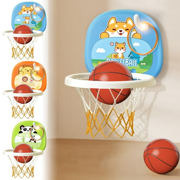 Indoor Hanging Basketball Hoop for Toddlers 1-3 Years Old - Baby Basketball Stand with 4 Styles, Safe Plastic Toy for Boys & Girls, Home Use Gift for Kids (Orange/Blue/Green)