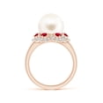 thumbnail image 2 of ANGARA Freshwater Cultured Pearl Floral Ring with Rubies in 14K Rose Gold for Women | June Birthstone, Birthday, Anniversary, Jewelry Gift for Women | Pearl Ring, 2 of 8