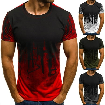 - Mens Short Sleeve T Shirt Slim Fit Casual Blouse Tops Summer Clothing Muscle Tee