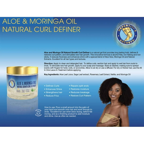 Nefertiti's Secrets Natural Growth Curl Definer, Aloe Vera and Moringa Oil  Curl Defining Cream for Hair Growth and Moisture | 16 Oz - Walmart.ca