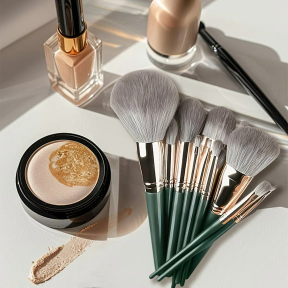 14pcs Professional Makeup Brush Set – Complete Kit for Full Face & Detailed Eye Makeup, Including Foundation, Powder, Contour & Blending Brushes