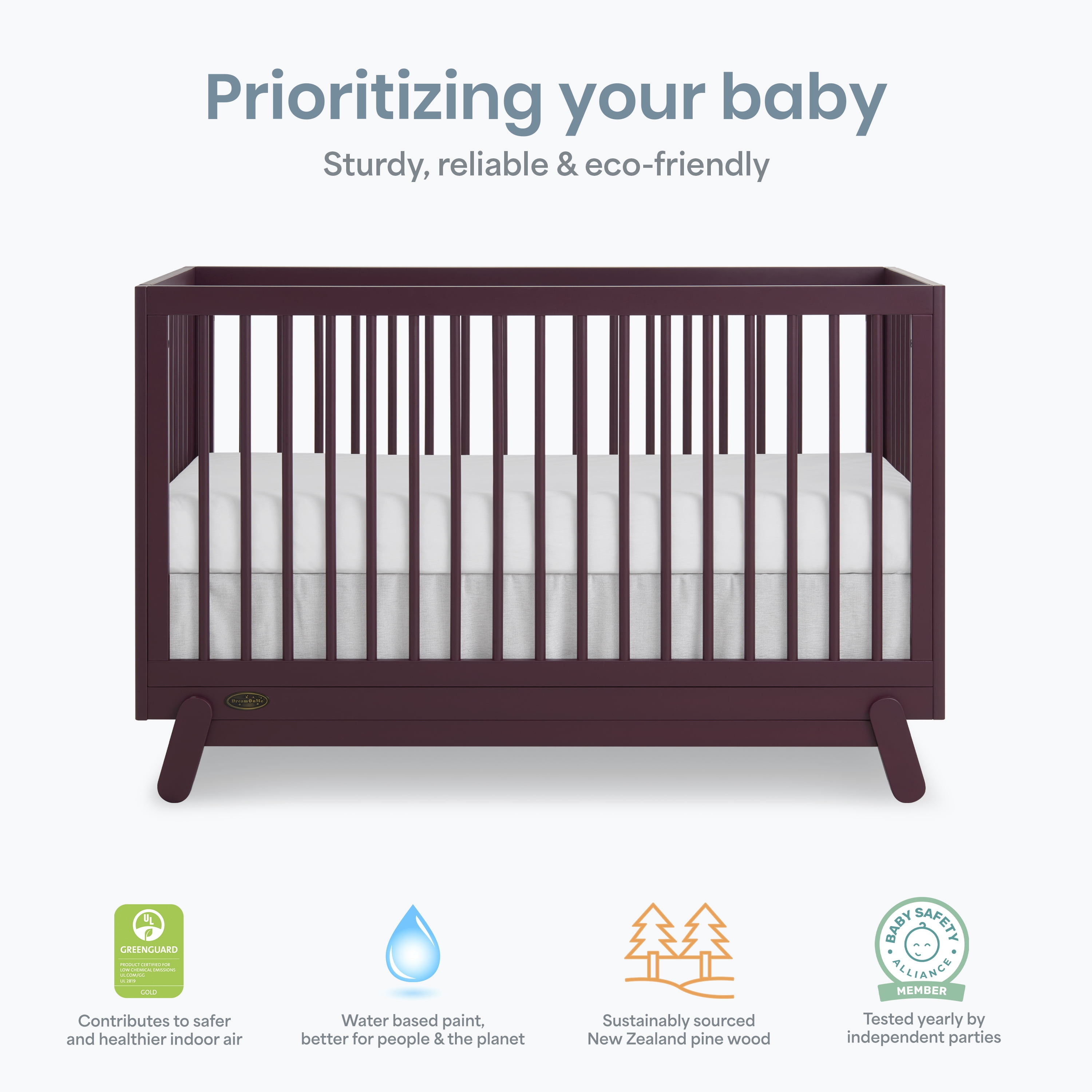 Dream On Me Hygge 5-in-1 Convertible Crib, Auburn