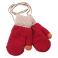 thumbnail image 2 of Gants Rouges Mitaines Tout-Petits Gants à Doigts Complets Enfants Hiver Double Couche Épais Chauds à Doigts Complets Couture Mitaines Tricotées Hiver Chaudes Duveteuses Mitaine Tricotée avec Cordon de Cou, 2 of 4