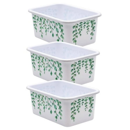 Teacher Created Resources Eucalyptus Small Plastic Storage Bin, Pack of 3