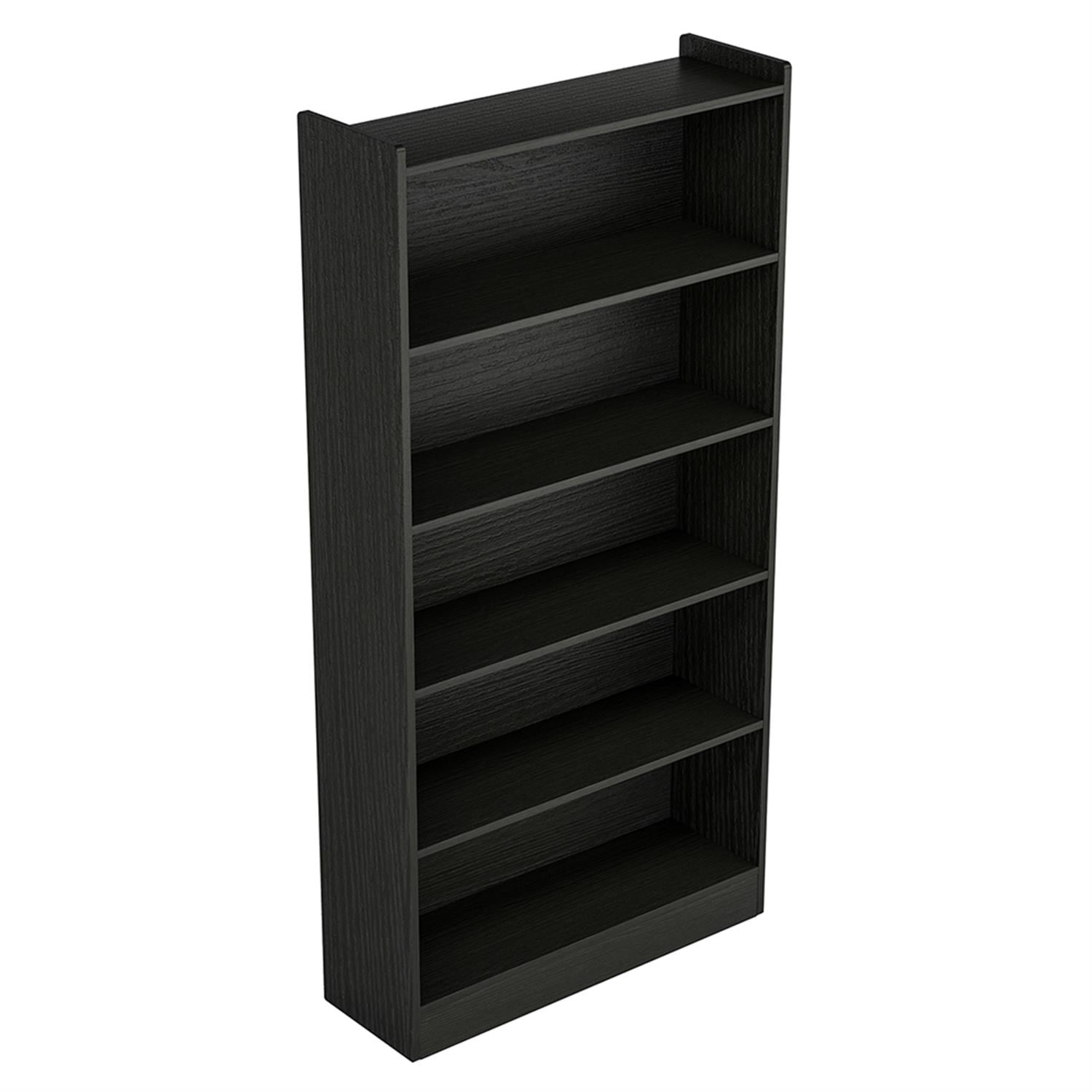 Demi Bonn Wood Bookcase, 72" Tall Bookshelf with Open Storage Shelves, 5-Tier Bookshelf for Bedroom, Living Room, Black