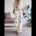 thumbnail image 4 of Conjunto de 2 Piezas para Mujer, Blusa de Corta con Estampado Floral y Pantalones Anchos, Estilo Bohemio para Vacaciones. Multicolor M, 4 of 8