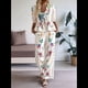 thumbnail image 4 of Conjunto de 2 Piezas para Mujer, Blusa de Corta con Estampado Floral y Pantalones Anchos, Estilo Bohemio para Vacaciones. Multicolor S, 4 of 8