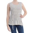 thumbnail image 4 of WILLIAM RAST Womens Ivory Striped Corset Detail Sleeveless Scoop Neck Top M, 4 of 5