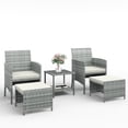 thumbnail image 6 of ELPOSUN 5 Piece Patio Furniture Set, Outdoor PE Wicker Chairs for Two with Ottoman Underneath,Beige, 6 of 8