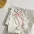 thumbnail image 3 of AOOOWER Fashionable Furry Sphere Bowknot Keychain Simple Faux Pearls Bowknot Pendant Keychain Ornament for Bag Decoration, 3 of 16