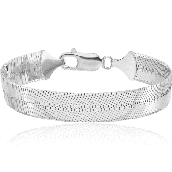925 Sterling Silver 8mm Herringbone Chain Bracelet