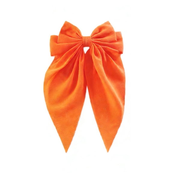 Fgnfyis Elegant Oversized Bow Scrunchie Headbands for Women Flowing Ribbon Ties Hair Spring Clamp Orange