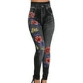 thumbnail image 2 of Dyegold Jeggings For Women High Waisted Stretch Denim Print Leggings Plus Size Jean Look Jeggings Tights Slimming Pant Capri, 2 of 5