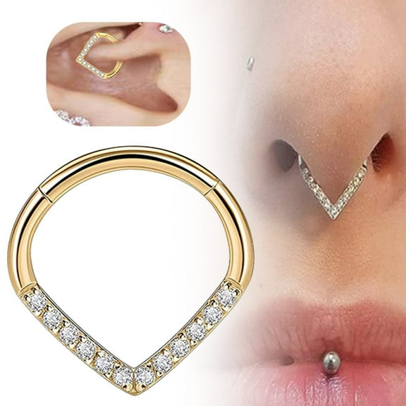 YYKihy Surgical Septum Daith Tragus Cartilage Piercing Jewelry Teardrop Nose Hoop Cube Zircon Paved