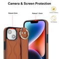 thumbnail image 3 of Finger Ring Wrist Band Phone Case Compatible with iPhone 15 for Women Girls, Adjustable Wristband Kickstand [Stand Function] PU Leather Case Cover for iPhone 15, Brown, 3 of 8