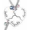 thumbnail image 1 of Silver Tone Alloy Rhinestone Best Friends Forever and Ever BFF Necklace Engraved Puzzle Friendship Pendant Necklaces Set(Set of 3), 1 of 4