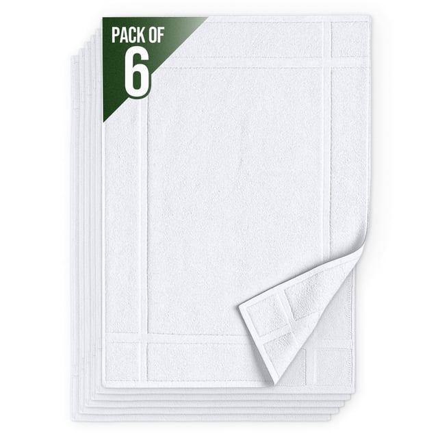 Alfombra de baño Pearl Linens, 100% algodón, 50 x 75 cm, 6 unidades, color blanco
