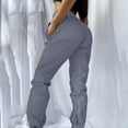 thumbnail image 5 of UDIYO Women High Waist Baggy Reflective Long Pants Elastic Waist Ankle Tie Trousers, 5 of 7