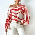 thumbnail image 2 of qolati Women's Lantern Sleeve Shirts Sexy One Shoulder Printed Long Sleeve Tunic T Shirt Casual Loose Business Office Dressy Pullover Blouse Tops, 2 of 6