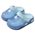 thumbnail image 4 of Huowey Baby Girls Kids Garden Clogs Cute Solid Color Transparent Stylish Lightweight Anti- Flat Sole Slides Sandals Waterproof Beach Pool Holiday Comfy Casual Water Shoes,Blue,12-18 Months, 4 of 5