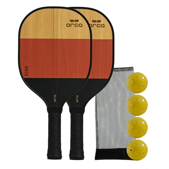 Echo Sports Series Wood Pickleball Paddle - Starter Edition - 2 Pack - 10.2" x 7.6" Paddle by Orca