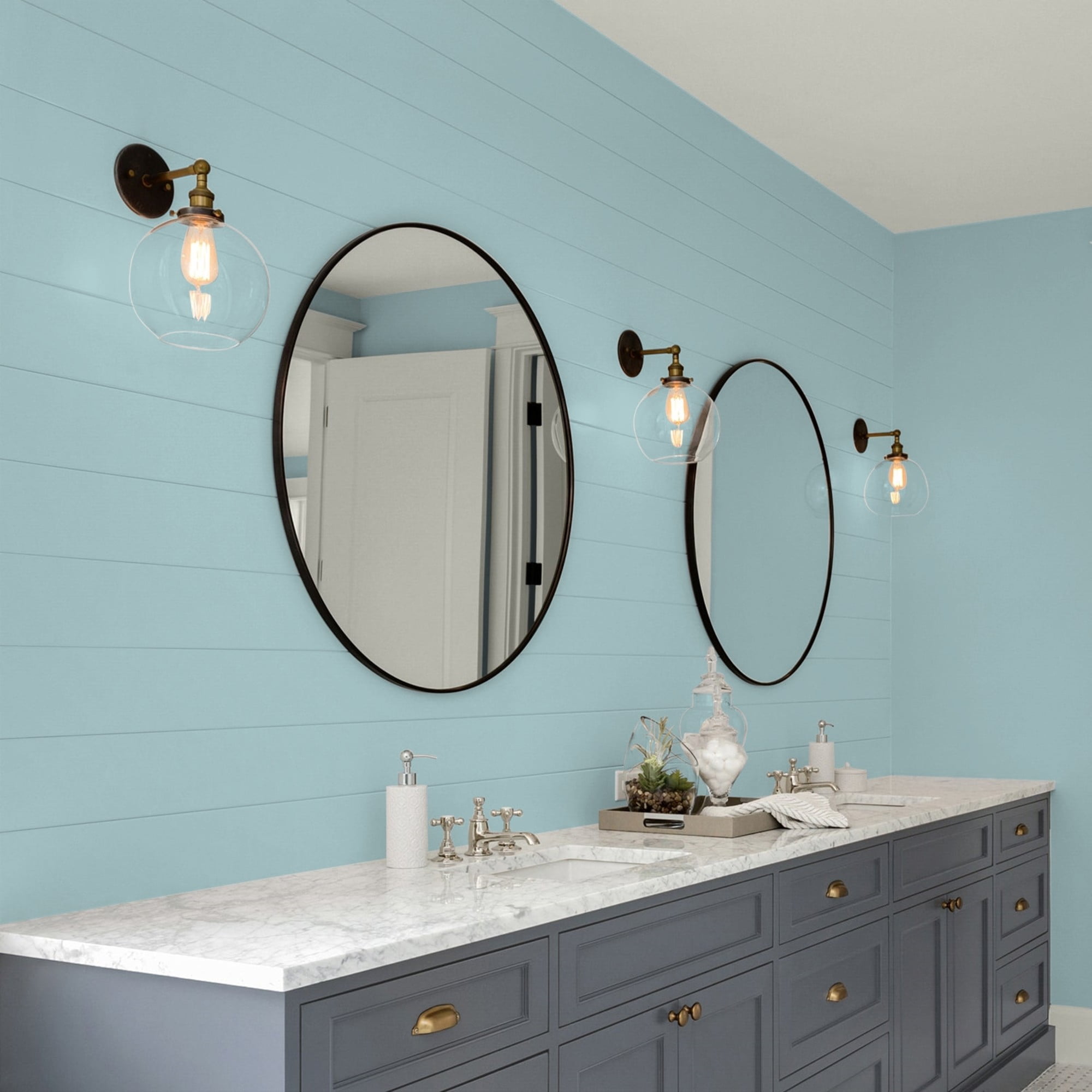 Glidden One Coat Lazy River / Blue Eggshell Interior Paint with Primer, 1 Quart