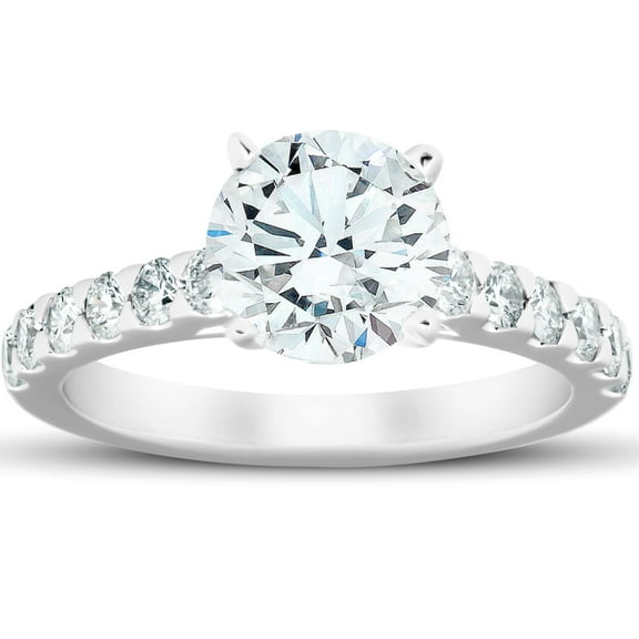 Pompeii Certified 2 3/4 Ct Diamond Engagement Ring 14k White Gold Lab Grown (GH,VS2-SI1)