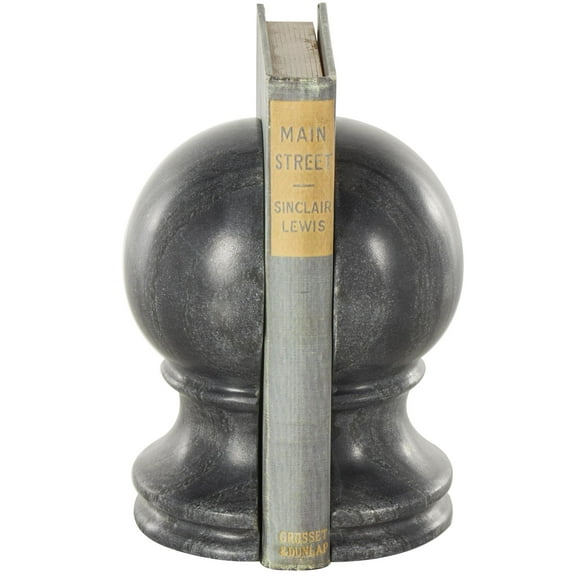 DecMode 2" Sleek Orb Globe Black Marble Bookends (Set of 2)
