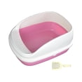 thumbnail image 3 of Bandeja de arena para gatos Semi cerrada Cama para gatos Suministros para mascotas Contenedor de arena para gatos Anti salpicaduras Robusto Elevación , rosa grande, 3 of 8