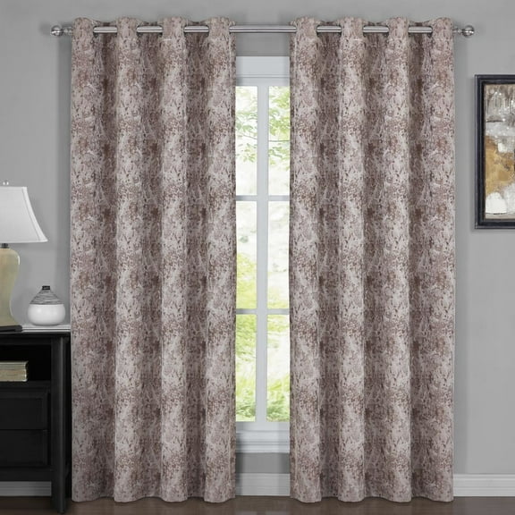 Pair (Set of 2) Bali 100% Blackout Wide Curtain Panels Thermal Insulated - 108x63 - Brown