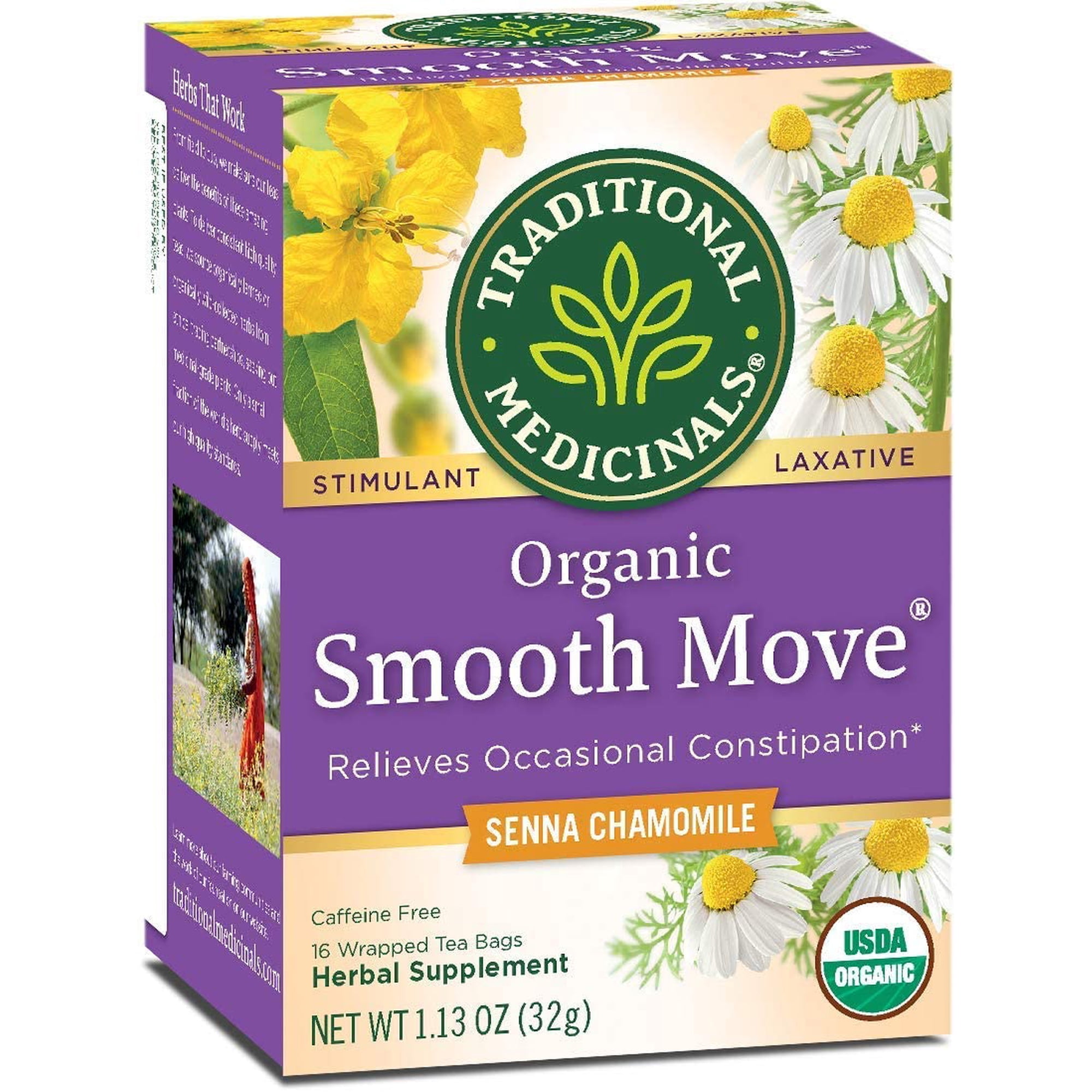 Traditional Medicinals Smooth Move Chamomile Laxative Tea Organic, 16 CT (Pack - 1)