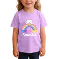 thumbnail image 6 of 100 Days Smarter Graphic Tee for Boys, 100th Day of School Shirt Kids Rainbow Cat Design, 100% Cotton Short Sleeve T-Shirt, Youth Sizes 3-10, Purple,Size 9 T, 6 of 6